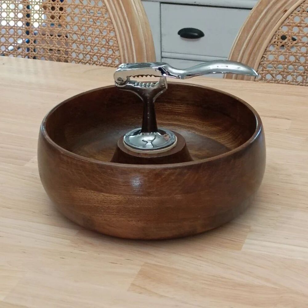 Vintage Mid-Century Modern Wooden Nutcracker Bowl